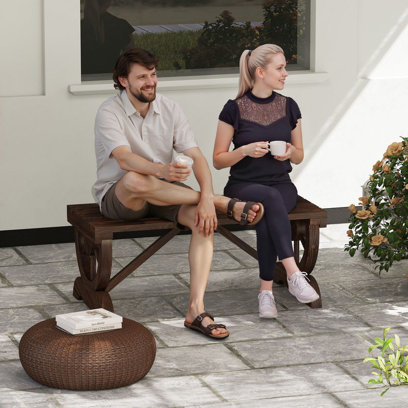 Outsunny Gartenbank aus Tannenholz in Braun, rustikale wetterfeste Sitzbank für Garten und Terrasse, B/T/H: 98 x 50 x 39,5 cm - Bild 2