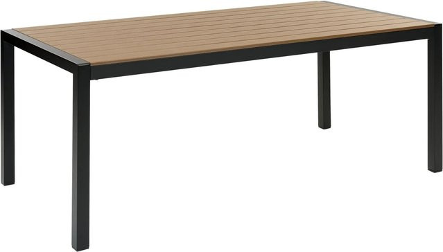 Beliani Gartentisch VERNIO im Industrial-Design aus Holz und Metall, Schwarz und Braun, B/T/H: 180 x 90 x 76 cm - Bild 1