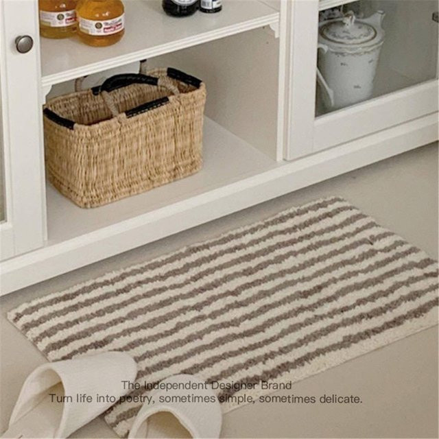 VIKAMA Gestreifter Teppich in minimalistischem Design für Wohnzimmer, Schlafzimmer, Badezimmer und Flur - Bild 1