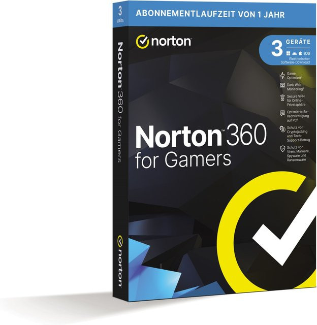Norton 360 for Gamers Antivirus Security Subscription für 3 Geräte, 1 Jahr, Windows - Bild 1