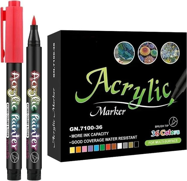 GN Acryl-Markierungsstifte in Pastellfarben, Set mit Brush-Spitze für Stein, Glas, Leinwand, Metall, Keramik, Holz und Kunststoff, Multicolor - Bild 1