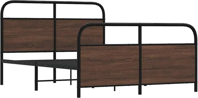 vidaXL Metallbett in Eiche Braun ohne Matratze, B/T/H: 140 x 190 cm - Bild 1