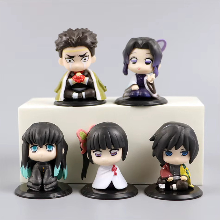 Bandai Demon Slayer Anime-Figuren Set 5er Pack Q-Version sitzende Geisterpuppen Tanjiro Inosuke Zenitsu Multicolor - Bild 2