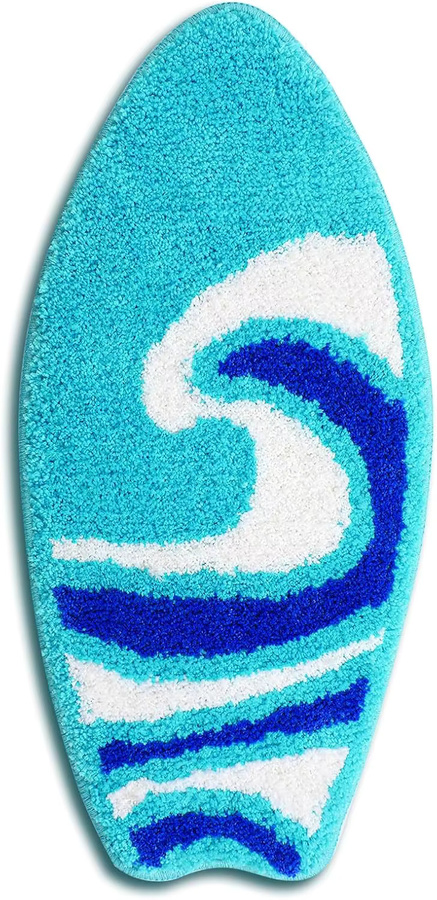VIKAMA Sommer-Surfbrett-Designmatte in Blau, rutschfeste und schmutzabweisende Dekomatte aus Polyester für Badezimmer, Küche und Flur - Bild 5