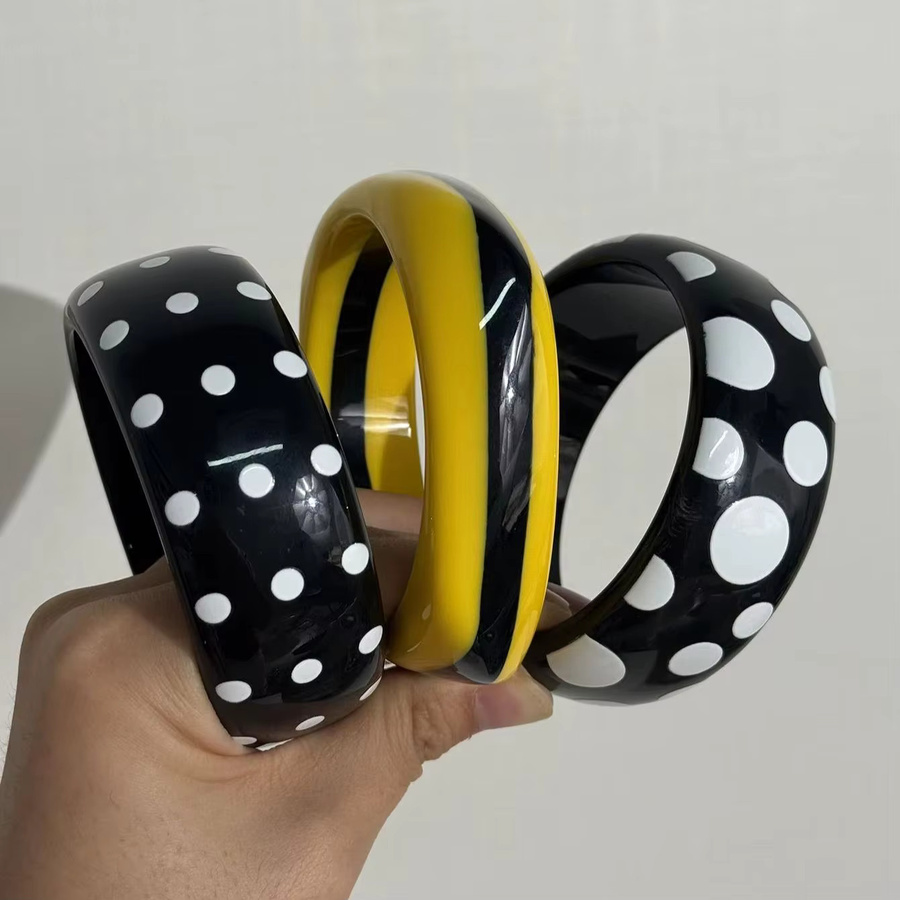 HUANZHI Armband, Harz, Damen, Weiß Schwarz - Bild 3