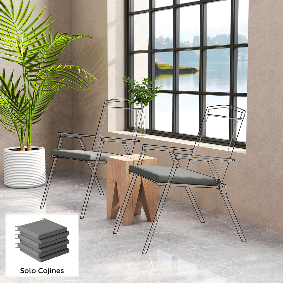Outsunny Set mit 6 Stuhlkissen für Esszimmerstühle und Gartenstühle, Dunkelgrau, B/B/H: 46 x 42 x 7 cm - Bild 2