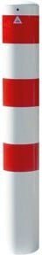 Schake Absperrpfosten Typ 40151HB aus Stahl, herausnehmbar, ohne Verschluss, Farbe: Weiss/Rot, Höhe: 150 cm, Durchmesser: 15,2 cm - Bild 1