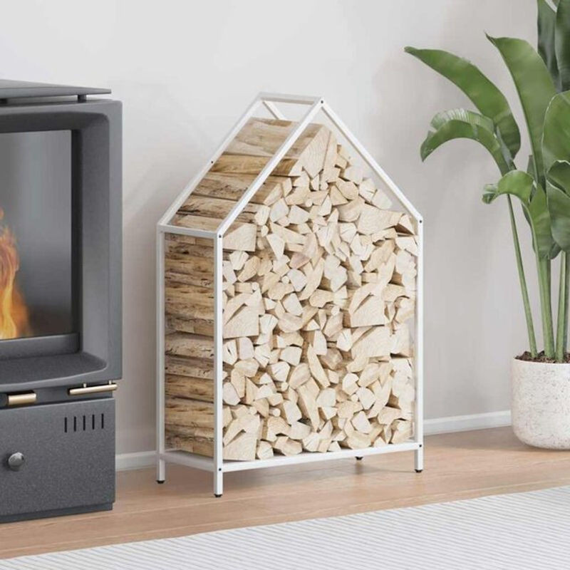 Vidaxl Brennholzregal aus Stahl in Weiß, freistehend und minimalistisch, B/T/H: 60 x 25 x 90 cm - Bild 1