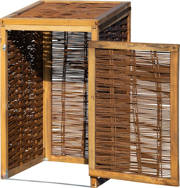 Wetterfeste Mülltonnen-Box in rustikaler Weiden-Optik aus Kiefer, Braun, B/T/H: 115 x 80 x 60 cm - Bild 1