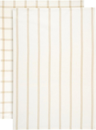 Mömax Geschirrtuch-Set Emma aus Baumwolle, 2-teilig, Weiß/Beige, gestreift