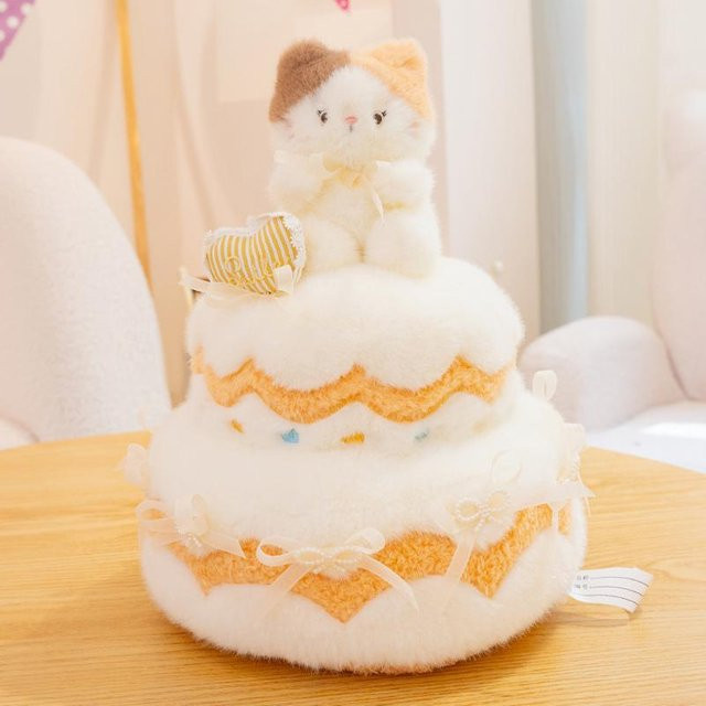 Yiran Health & Beauty Kawaii Geburtstagskuchen Plüschtier, Hase Schaf Katze, 30cm - Bild 1