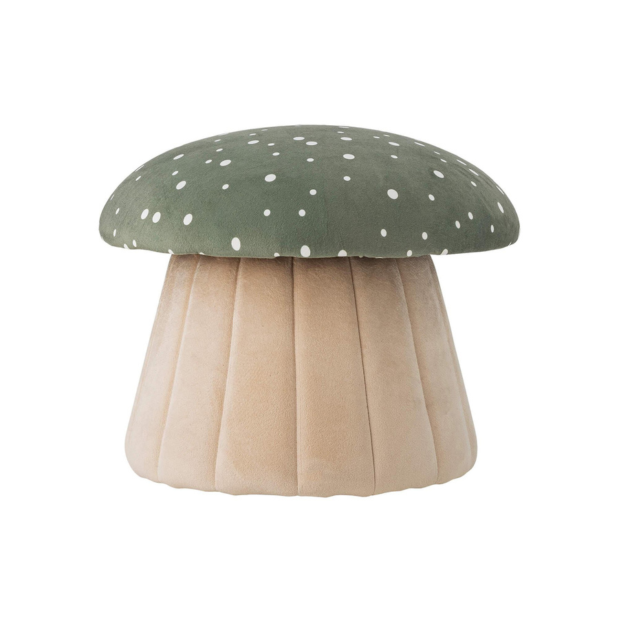 Bloomingville Mini Lue Pouf aus Polyester in Grün und Beige mit Punktemuster, Durchmesser: 37 cm - Bild 1