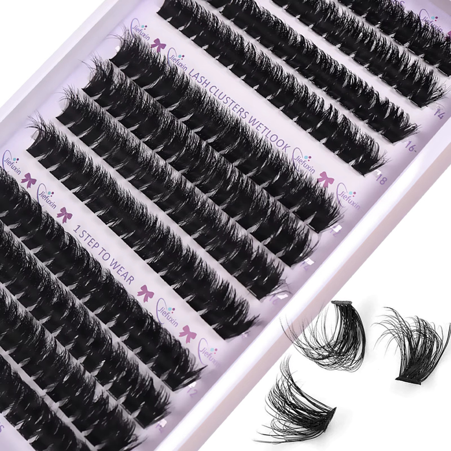 JIEFUXIN Wispy Lash Clusters Wimpernverlängerungen, Damen - Bild 4