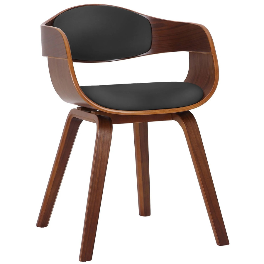 DELUKE Besucherstuhl LONDON Konferenzstuhl aus Kunstleder und Holz in Walnuss/Schwarz, H: 73 cm, B: 49 cm, T: 46 cm - Bild 2