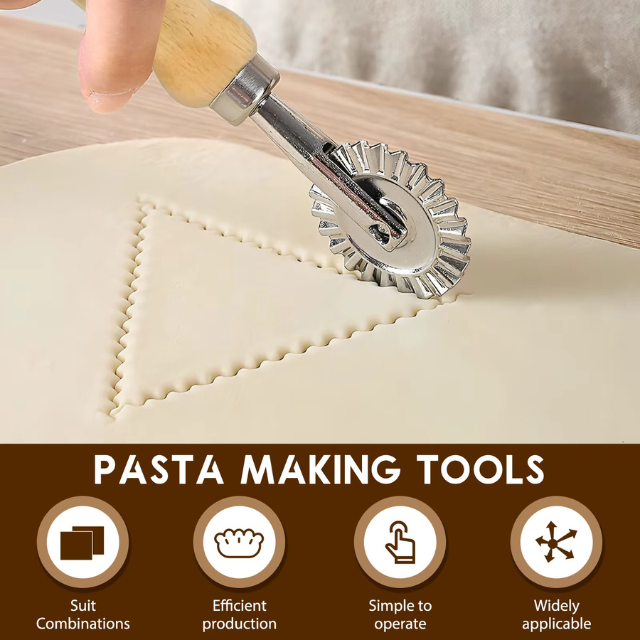 Willstar 10-teiliges Pasta-Zubehör Set aus Holz in Braun mit Nudelholz inklusive Skala, Gnocchi-Brett und Teigschaber - Bild 3