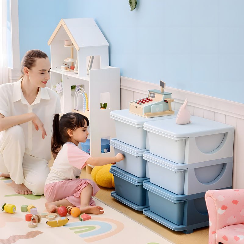 HOMCOM Schubladenschrank für Kinder aus Kunststoff mit 6 Schubladen, Spielzeug Organizer für das Kinderzimmer, Blau - Bild 2