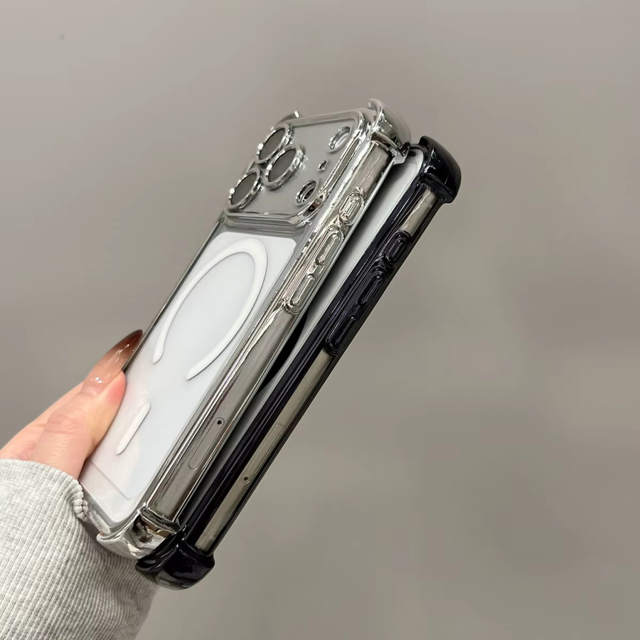 MagSafe Acryl Schutzhülle für Apple iPhone 11 bis 17 Pro Max, transparent oder schwarz, magnetische kabellose Ladeabdeckung - Bild 1