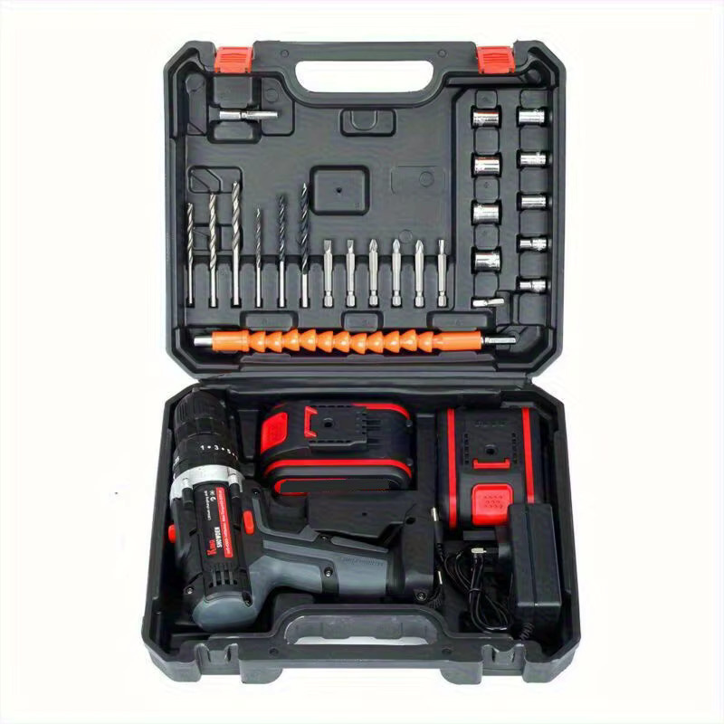 Bürstenloser 48V Akku-Bohrschrauber-Kombi-Set in Schwarz mit 2 Geschwindigkeiten, wiederaufladbarer Elektroschrauber inklusive Ladegerät und Werkzeugkasten - Bild 3