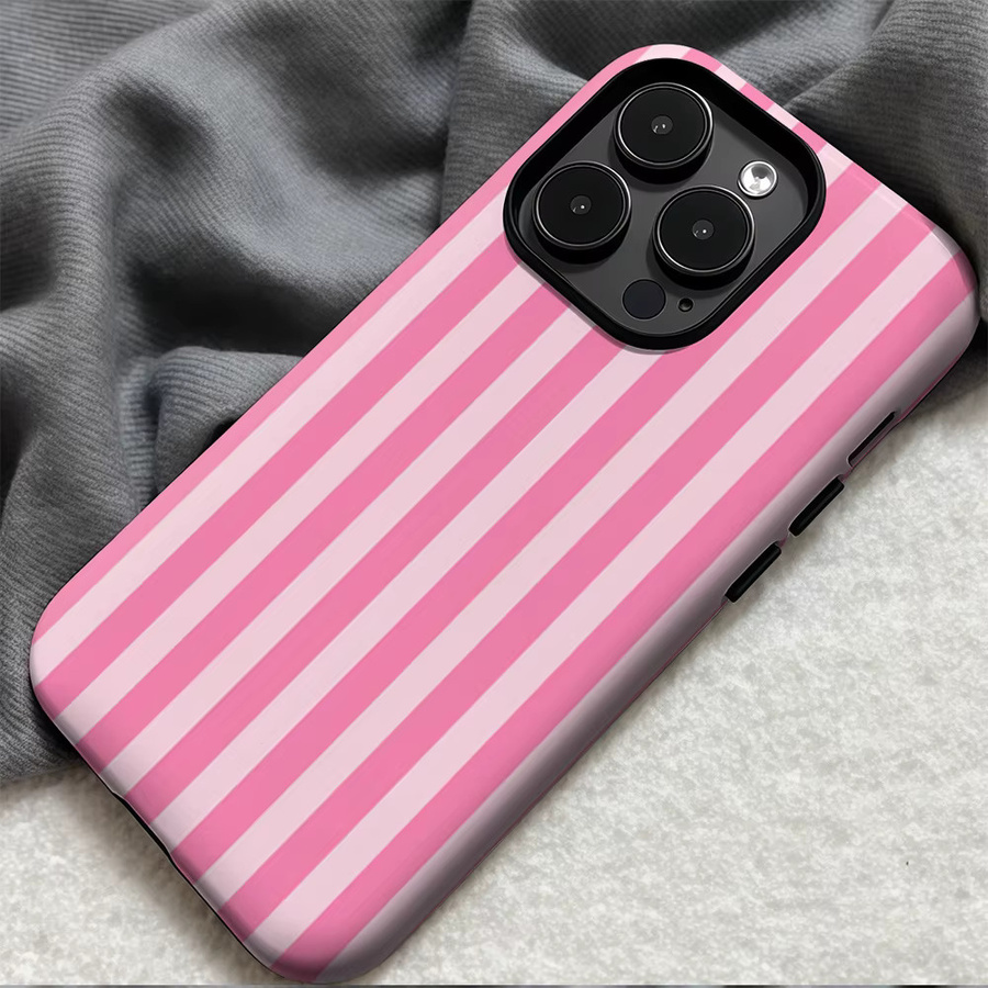 Potdemiel Handyhülle Candy Stripe Blush in Pink für iPhone 17 16 15 14 13 12 11 Pro Max Plus mit doppelschichtiger Rückseite - Bild 3