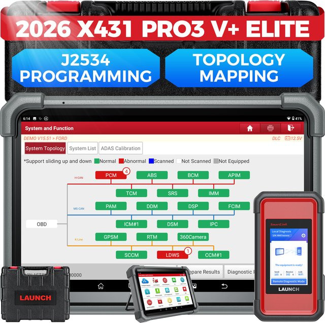 LAUNCH X431 PRO3 V+ ELITE 2026 Professionelles Kfz-Diagnosegerät als Allsystem-Scanner für PKW und 24V-LKWs - Bild 1