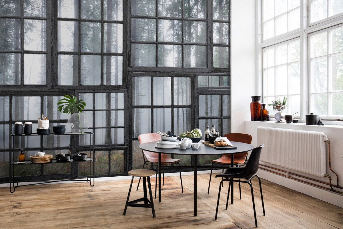 Rebel Walls Mural Cabin Wandtattoo im Industrial Design in Grau - Bild 1