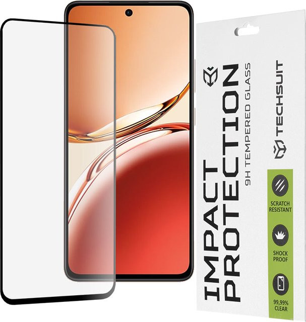 Techsuit Displayschutzfolie aus gehärtetem Glas für Oppo Reno12 FS 5G, Reno12 FS 4G, Reno12 F 4G und Reno12 F in Schwarz - Bild 1