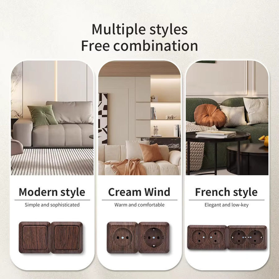 WESA Steckdose aus Kunststoff in Braun mit EU-Standard und flammhemmender Oberfläche für Holzwandoberflächen, 250 V - Bild 5