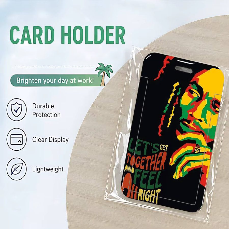 Bob Marley Rasta Löwe Ausweishalter aus PVC in Multicolour mit Öffnung für Schlüsselband - Bild 2
