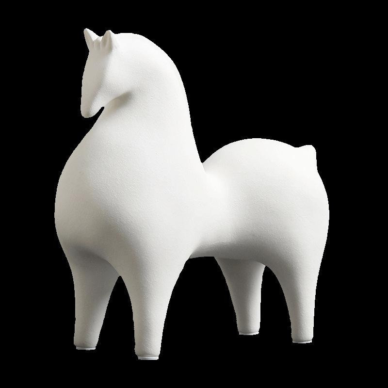 Tangma Keramikornament Pferd in Weiß von Yiran Furniture als kreative Tischdekoration für Wohnzimmer und Büro - Bild 2