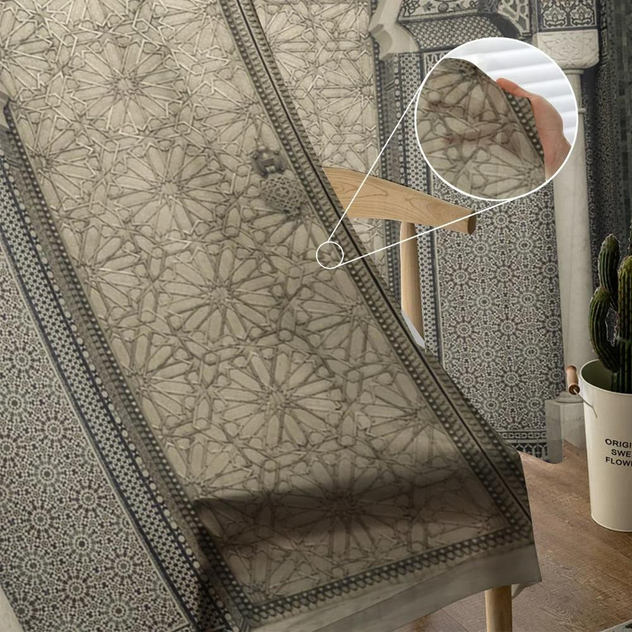Yiran Furniture Vintage-Tür Chiffon-Vorhang im marokkanischen Stil, transparent, B: 135 cm, H: 215 cm - Bild 2