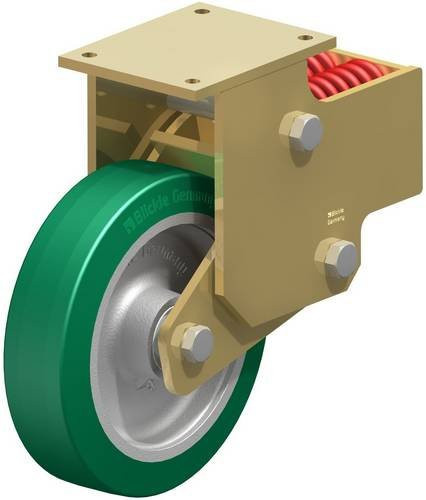 Blickle Bockrolle BSFN-GST 302K gefedert in Silber und Grün mit 300 mm Rad-Durchmesser und 1800 kg Tragfähigkeit - Bild 1