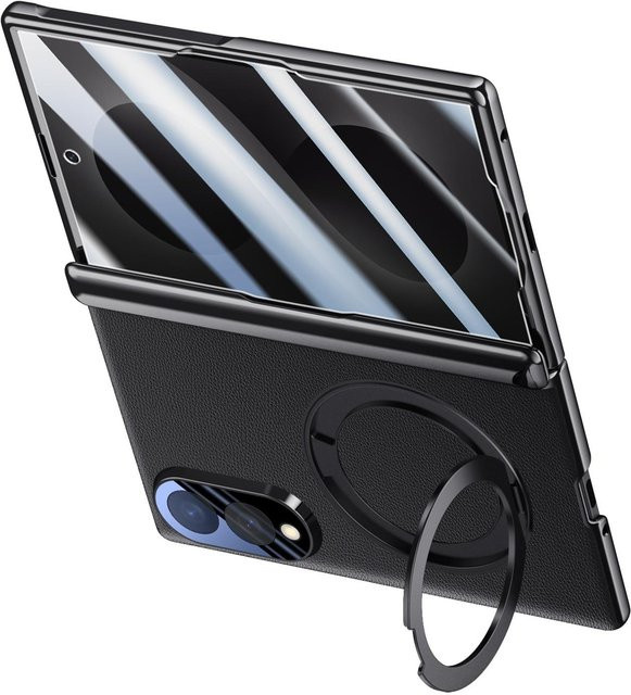 Samsung Galaxy Z Fold 8 Hülle mit magnetischem Drehständer und Glasfolienhülle, Schwarz - Bild 1