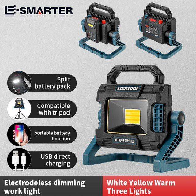 ESMARTER LED tragbare Laterne mit USB-Ladefunktion und Seitenlicht, wasserdicht, Schwarz, inklusive 5x 18650 Batterien für den Einsatz im Freien - Bild 1