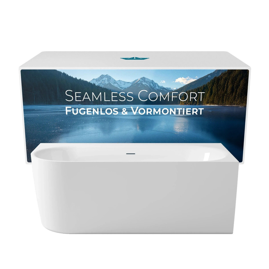 Calmwaters Vorwand-Badewanne Seamless Comfort Komplettset mit Schürze in Weiß, B/T: 180 x 80 cm, linksseitig, fugenlos, 02SL6224 - Bild 2