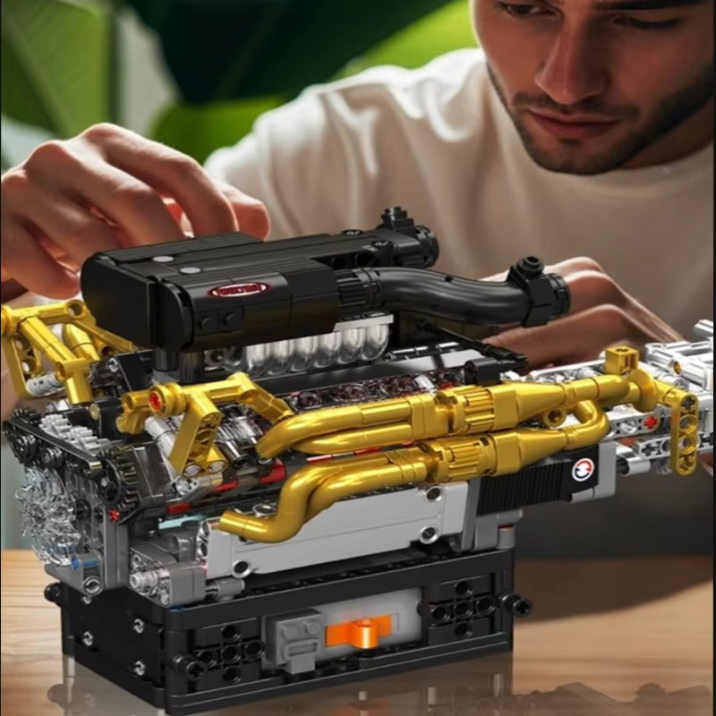 Wishiot 10224 V12 Motor-Bausteinmodell DIY-Mechanik-Montagesatz mit 974 Teilen in Mehrfarbig für Erwachsene und Sammler - Bild 4