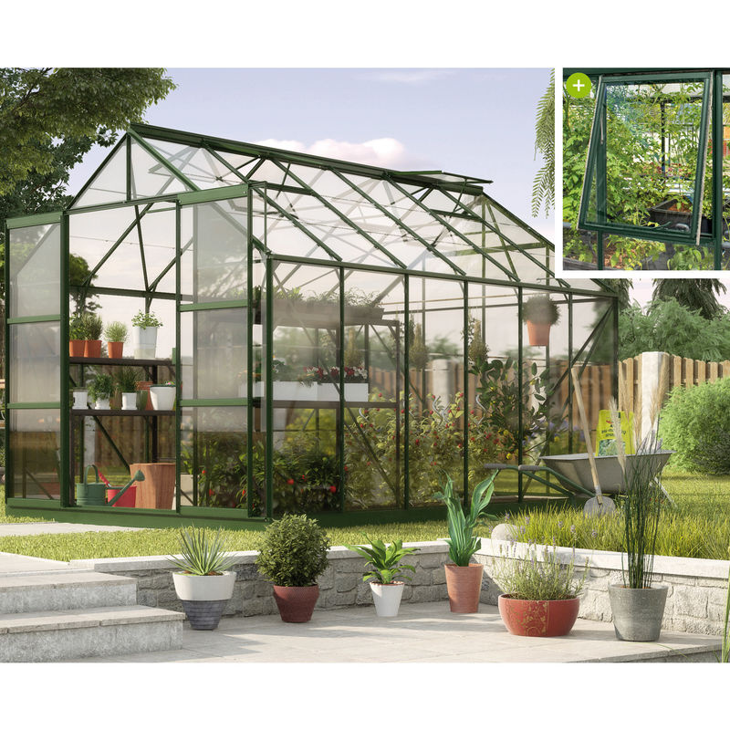 Vitavia Gewächshaus Jupiter 9900 in Smaragdgrün mit 9,9 m² und ESG-Sicherheitsglas - Bild 4