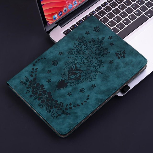 Xiaomi Redmi Pad Pro 2024 / Pad 2 Pro 12,1 Zoll Hülle mit 3D Rosenblüten Design, Wallet Stand Case mit Kartensteckplatz, Farbe: Grün - Bild 1