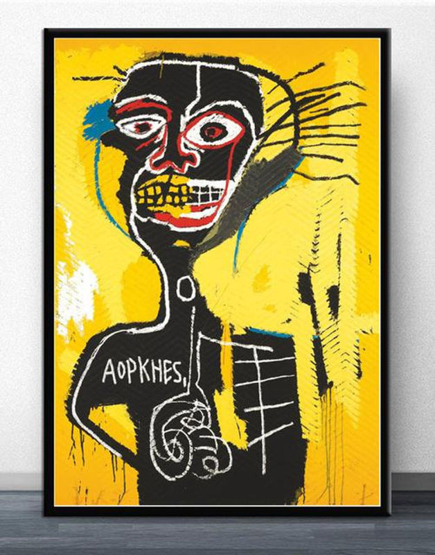 Abstraktes Porträt Leinwandgemälde von Jean Michel Graffiti von Sweet Art Gallery, mehrfarbig, Rahmenlos, Breite: 40 cm, Höhe: 50 cm - Bild 1