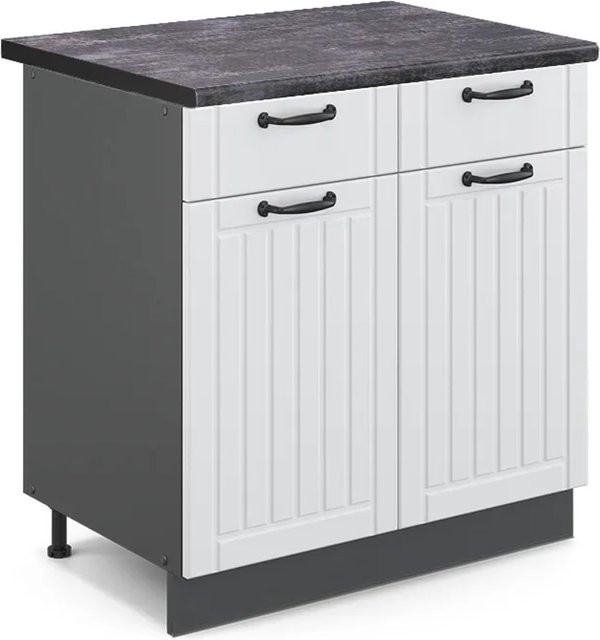 Vicco Küchenunterschrank Fame-Line in Weiß und Anthrazit im Landhausstil, Breite: 80 cm - Bild 1