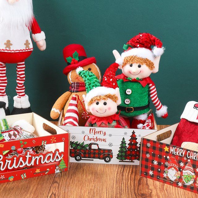 PATIMATE Weihnachts-Leckereien-Box aus Holz mit Frohe Weihnachten Aufbewahrung und Anhängern - Bild 1