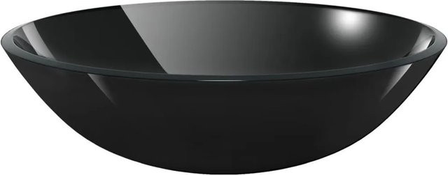 vidaXL Aufsatzwaschbecken aus Hartglas in Schwarz, Durchmesser: 42 cm - Bild 1