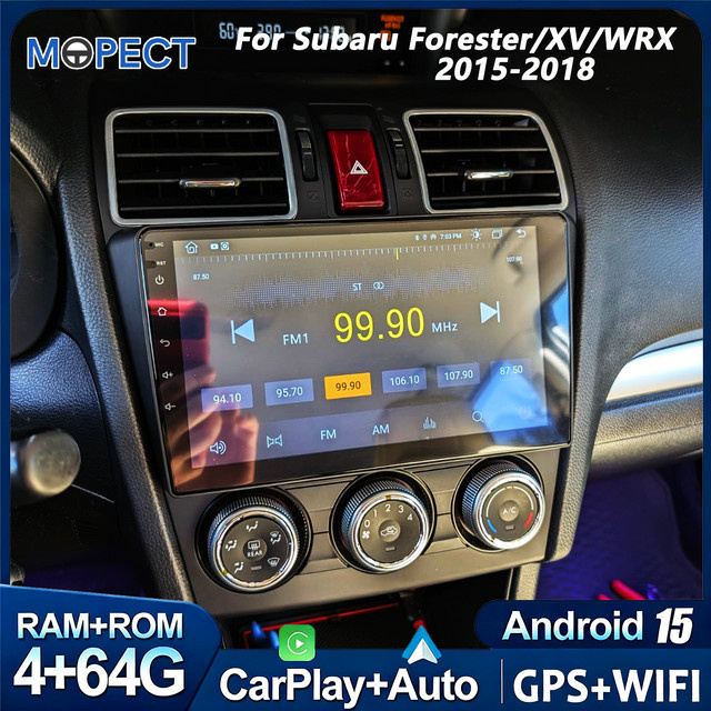 Mopect Android 15 Auto Multimedia-Stereo-Player mit CarPlay, GPS und WLAN für Subaru Forester 4 SJ XV WRX, Schwarz - Bild 1