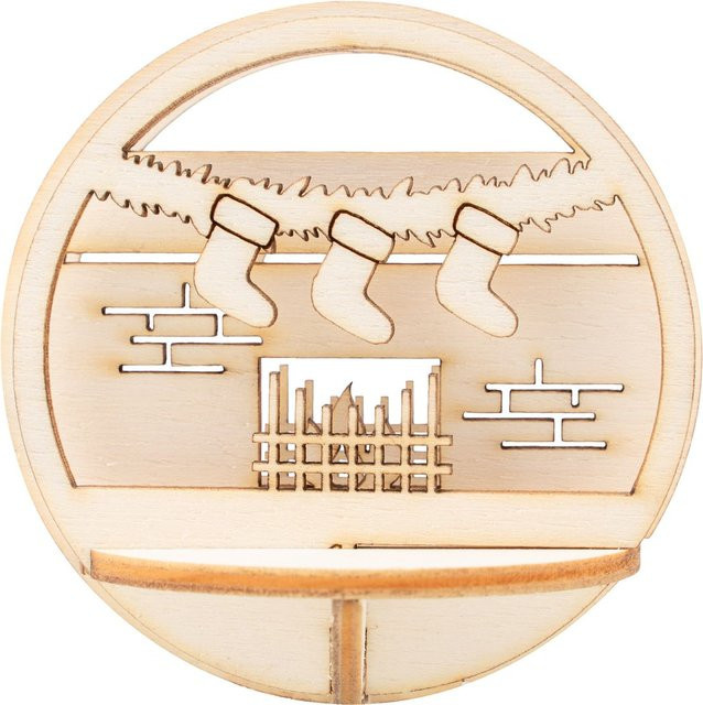 VBS Holz-Steckmotiv Kamin in Beige für Acrylkugeln zur Weihnachtsdekoration - Bild 1