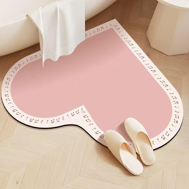 Herzförmige Badezimmerbodenmatte aus Kieselgur von Yiran Furniture, schnelltrocknend und rutschfest, B/B: 50 x 50 cm - Bild 1