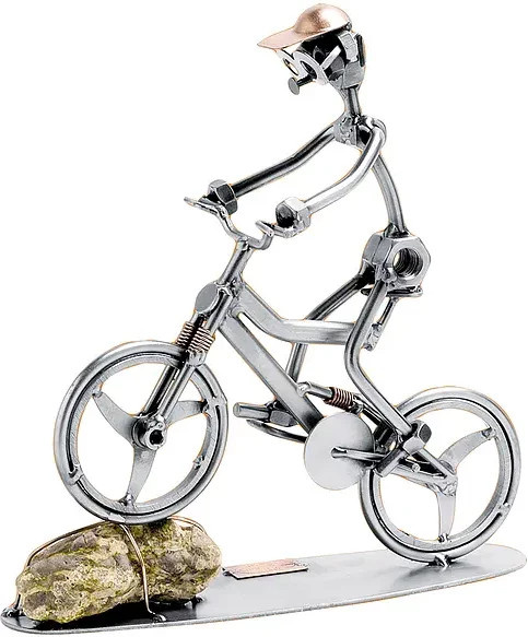 Hinz & Kunst Schraubenmännchen Mountainbikefahrer mit Stein in Silber aus Metall - Bild 1