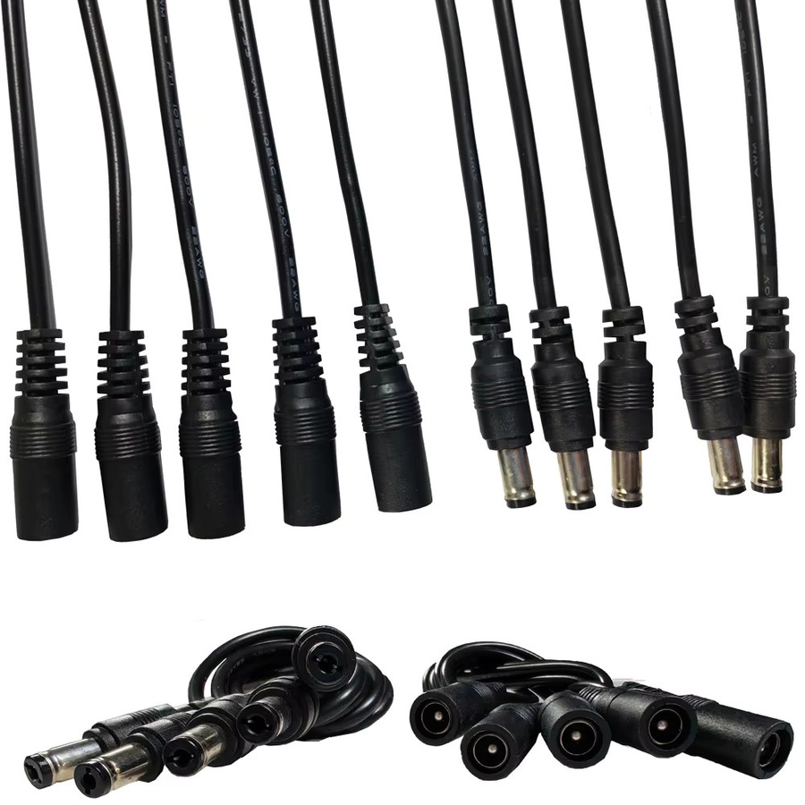 JIEN DC Kabel Stecker Set mit männlichen und weiblichen 5,5x2,1mm Hohlsteckverbindern in Schwarz - Bild 5