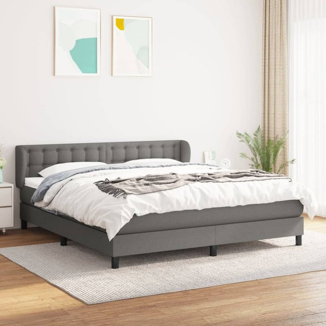 vidaXL Boxspringbett Hybrid mit Matratze und Kopfteil, Dunkelgrau, B/T/H: 160 x 200 cm - Bild 3
