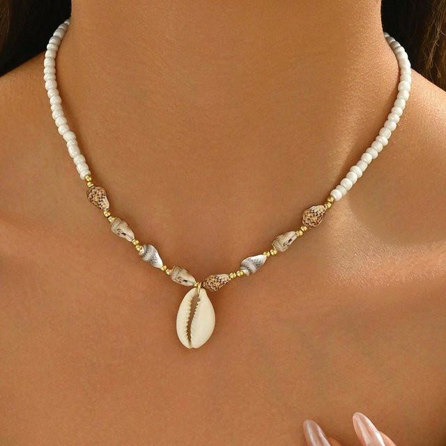 YULIN Perlenkette, Muschel Anhänger, Choker, Damen - Bild 1