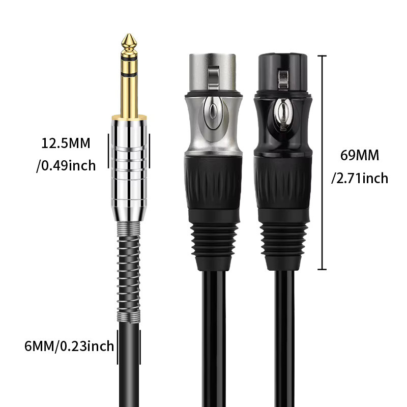 Ruzuo HiFi Audio-Kabel 3,5 mm Klinke auf Dual XLR Splitter, schwarz, abgeschirmtes TRS-Y-Splitterkabel für Mischpulte und Lautsprecher - Bild 5