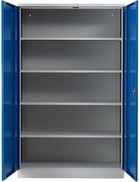 PROREGAL Stahlschrank Bee mit 5 verzinkten Fachböden, Korpus Lichtgrau und Front Enzianblau, H x B x T: 195 x 120 x 50 cm - Bild 1